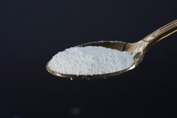 Potassium is a chemical element and was photographed here with a dark background with the macro lens to get details well visible 