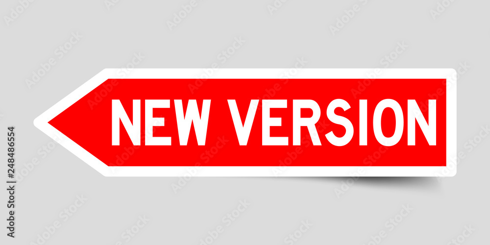 Canvas Prints Label sticker in red color arrow shape as word new version on white background