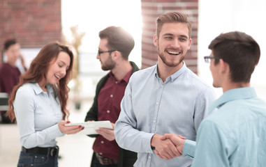 Fototapeta premium Group of business people who standing and discuss.