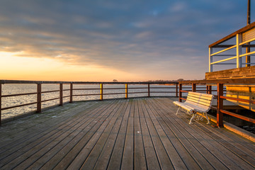 Wooden pier in Jastarnia village on Hel Peninsula. A very popular summer destination in Poland....