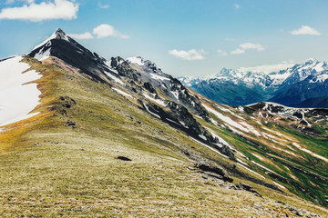 Beautiful picturesque view of green hills