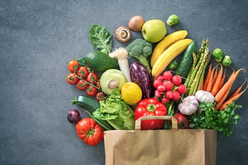 Foto auf Acrylglas Shopping bag full of fresh vegetables and fruits © Alexander Raths