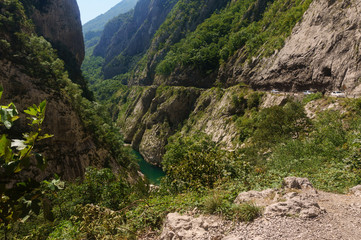 Fototapeta na wymiar Mountain road in the canyon of the river Tara, Montenegro