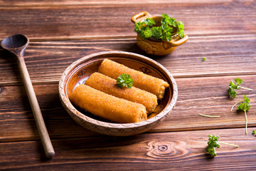 Homemade fried croquettes.
