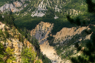 Fototapeta premium Picturesque wooded mountains in the canyon of the river Tara, Montenegro