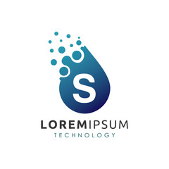 Blue Water Drop S Letter Logo