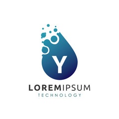Blue Water Drop Y Letter Logo