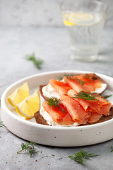 sandwich with salmon and cream cheese