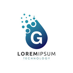 Blue Water Drop G Letter Logo