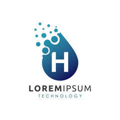 Blue Water Drop H Letter Logo