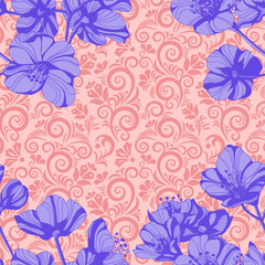 Awesome jasmine flowers. Hand drawn ink illustration. Wallpaper or fabric design.