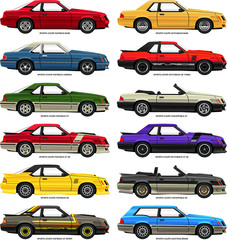 Vector Illustration of 1980s Sports Cars