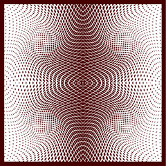 Bright decorative pattern with a halftone transition from small squares and rhombuses. Curvilinear arrangement.