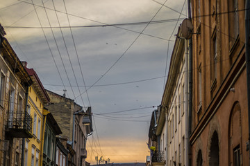Fototapeta na wymiar old and modern town Lviv 