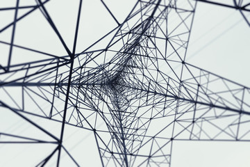 abstract shapes of an electricity pylon from underneath