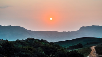 sunset in mountains