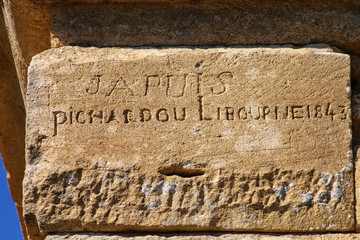 19th century graffiti on Pont du Gard, southern France