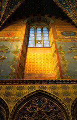 Fototapeta na wymiar Interior of Mariacki Church in Cracow Krakow Poland