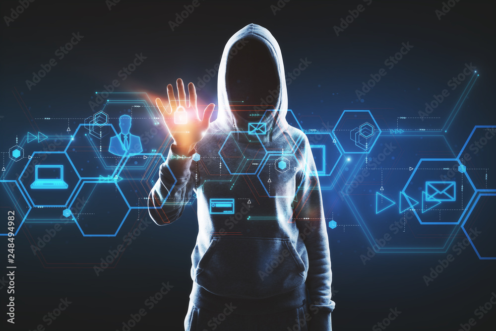 Aufkleber hacking and malware concept