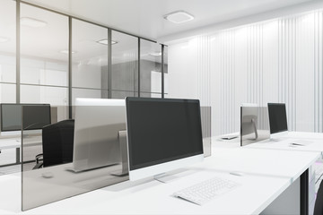 Fototapeta na wymiar Modern white office with computer