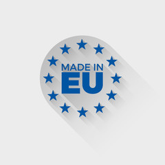 made in europe tag with long shadow effect, graphic element