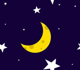 Obraz na płótnie Canvas Pajamas funny dark seamless pattern navy starry sky with moon