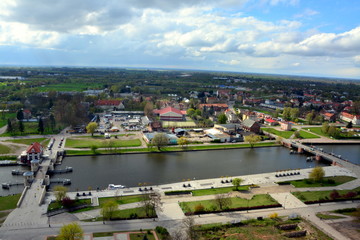 mosty i rzeka, stare miasto Elblag, Polska