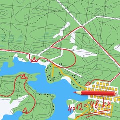 Map with travel planning.