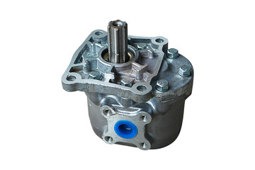 oil gear pump of the hydraulic system of the tractor on isolated background