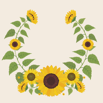 Simple Sunflowers Flower Circle Border Template Stock Illustration -  Illustration of geometric, gree: 132977777