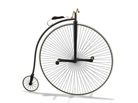 High wheel bicycle 3d rendering