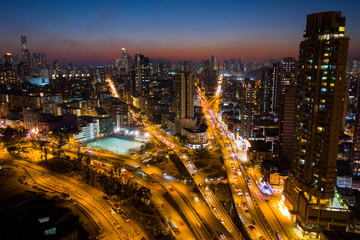 Obraz na płótnie Canvas Top view of Hong Kong downtown city at night
