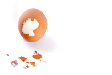 Peeled boiled brown egg isolated on white