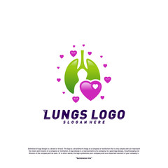 Lungs Love logo design concept.Health Lungs with Love logo template vector. Icon symbol