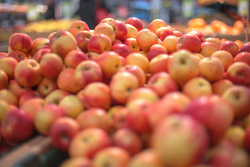 Apples on the counter of the store