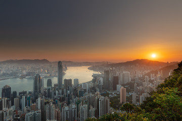 Fototapeta premium Hong Kong sunrise from Victoria peak