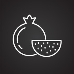 Pomegranate line icon on black background for graphic and web design, Modern simple vector sign. Internet concept. Trendy symbol for website design web button or mobile app