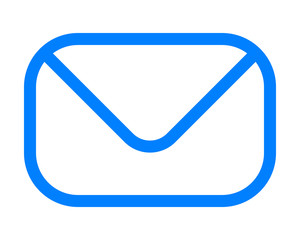 Mail symbol icon - blue simple outline with rounded corners, isolated - vector