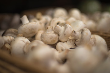 Mushrooms on the shop counter.