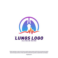 Medical Lungs logo design concept.Health Lungs logo template vector. Lungs Pulse Icon symbol