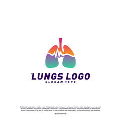 Medical Lungs logo design concept.Health Lungs logo template vector. Lungs Pulse Icon symbol