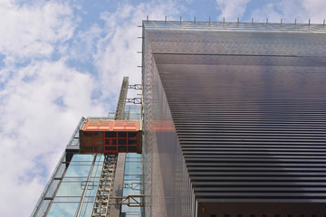 construction elevator on building
