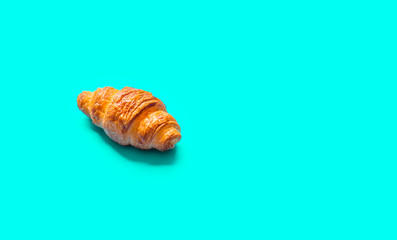 Top view of bread and bakery on blue color background.Food and healthy concepts images.