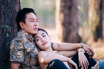 Picture of asian couple in love have fun,Happy people concept,Thailand people,Love is everything,Valentive day