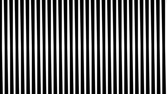 Loopable fine black and white lines crossing stripe pattern rotating background, 4K UHD
