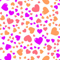 Hearts for Valentine's Day. Romantic feeling and love. Seamless vector EPS 10. Abstract geometric pattern. Multicolor Figures. Texture for print and Banner. Flat style