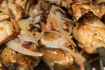 grilled chicken kebab appetizing for design background