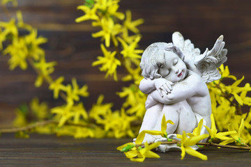  Angel guardian and spring flowers