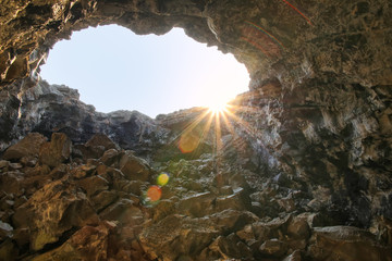 Indian Tunnel Cave in Craters of the Moon National Monument, Idaho, USA © donyanedomam