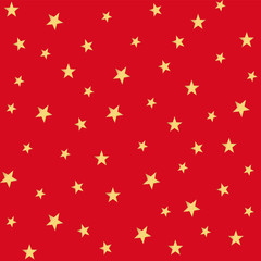 seamless background of gold colored stars on  red